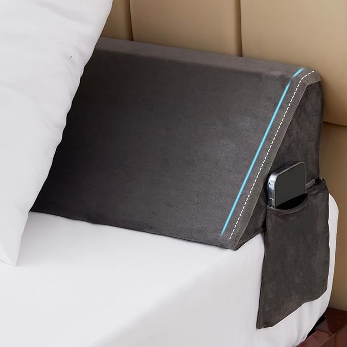 Bedluxe King Wedge Pillow Headboard (76"x10"x6"), Bed Wedge Pillow for Headboard, Foam Headboard Pillow, Bed Gap Filler King - Fill The Gap (0-7"), Mattress Gap Filler (Plush Grey, 76"x10"x6")