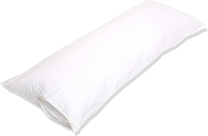 Amazon Basics Hypoallergenic Protector Cover Pillowcases - 21 x 55 Inches, Body Size, White, Pillows Not Included