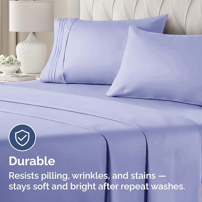 King Standard Pillow Cases Set of 4 - Soft Hotel Quality Pillowcase Covers - Comfy Bedding for Women, Men, Kids & Teens - Machine Washable Pillow Protectors - 4 Piece Set - King Standard Size Lavender
