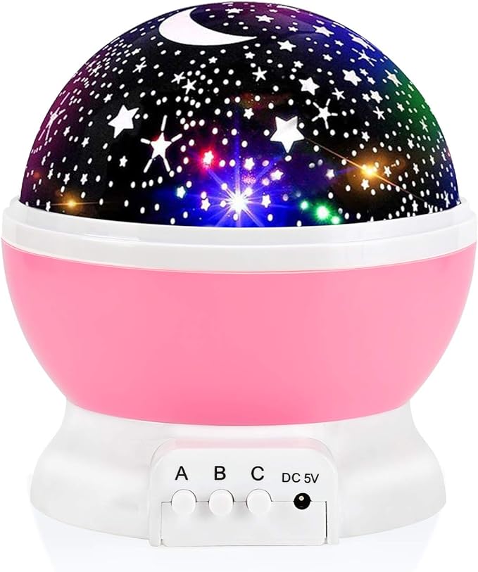 RICTLY Night Light for Kids, Kids Night Light Nebula 360 Degree Rotation - 4 LED Bulbs 12 Light Color Star Projector Changing with USB Cable, Romantic Gifts for Men Women Children