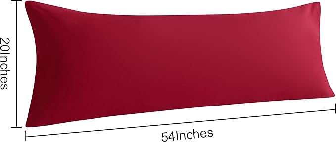 NTBAY Body Pillow Cases Set, 2 Pack Brushed Microfiber 20x54 Inches, Soft, Wrinkle, Fade, Stain Resistant Wine Red Pillow Cases with Envelope Closure