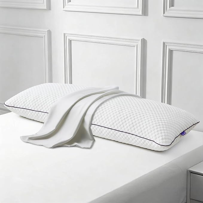 HOMELAB Cooling Adjustable Body Pillow (20x54) with White Bamboo Viscose Pillowcase Bundle, Full Body Support for Side Sleepers, Back, Hip & Knee Comfort, Shredded Memory Foam & Washable Cover