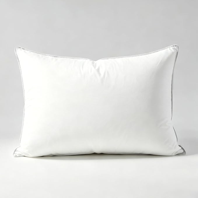 Globon Medium Firm Down Pillow Queen Size, Premium Down and Feather Filled Bed Pillow for Sleeping, 100% Cotton Shell 430 TC 600 Fill Power, Hotel Collection Down Feather Pillow 20" x 30" 1 Pack