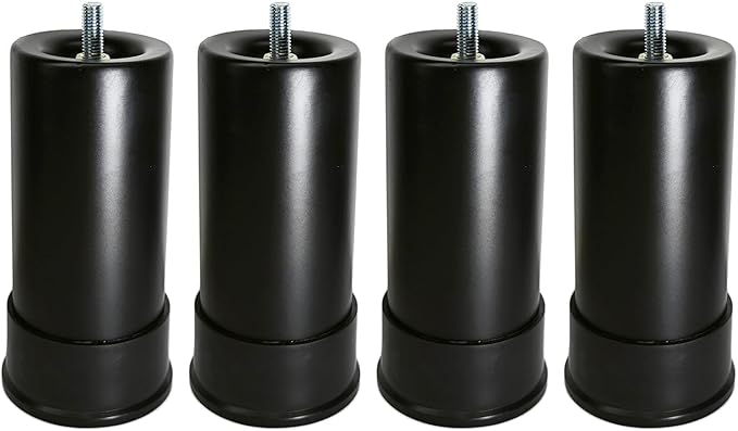 Benbuoo 5.5 Inch Metal Adjustable Bed Base Frame Leg Replacement Heavy Duty Extra Height Leg Compatible with 93% of Frameworks Such as M8 M10 M12 Thread (Set of 4), Black, 5.5in