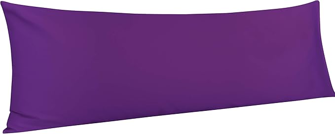 NTBAY Egyptian Cotton Body Pillowcase - 500 Thread Count Cotton Body Pillow Cover - Soft and Breathable Envelope Closure Body Pillowcase for Adults, 20x54 Inches, Purple