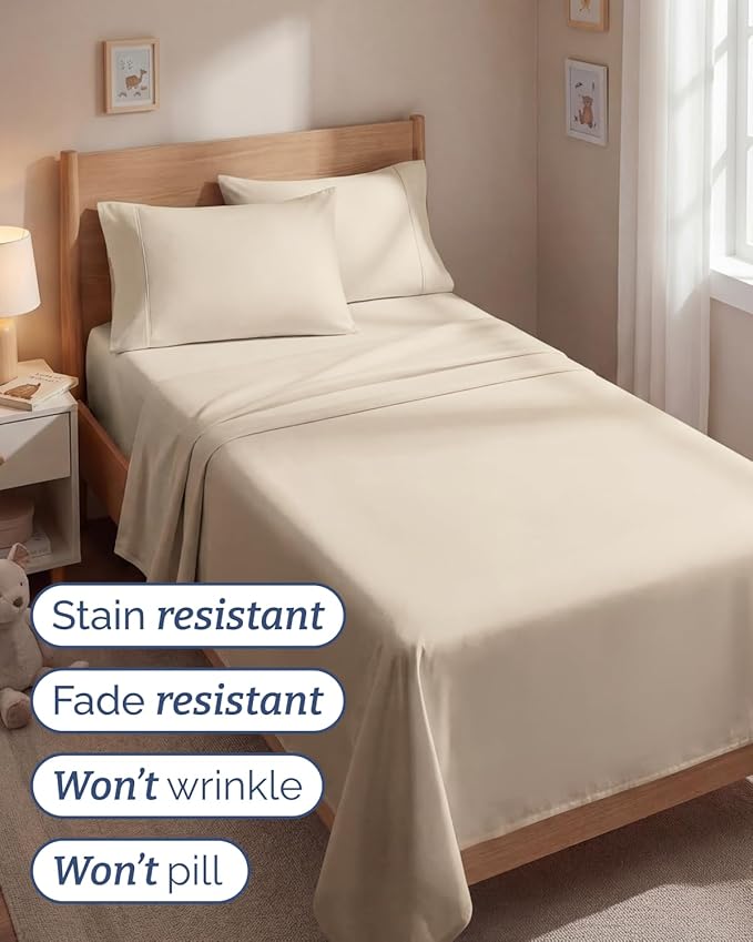 Twin 4 Piece Sheet Set - Comfy, Breathable & Cooling - Soft Hotel Luxury Bedding for Women, Men, Kids, Teens & Children - 1 Flat & 1 Fitted Sheet & 2 Pillowcases w/ Deep Pockets - Wrinkle Free - Wheat