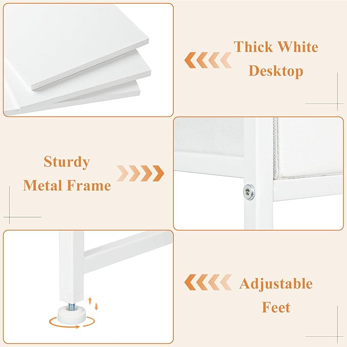 Jakyitvi Small Vanity Desk with Mirror and Drawers, White Makeup Vanity Table with Storage, Compact Vanity for Bedroom, Modern Makeup Desk for Girls, Space-Saving Vanity Table