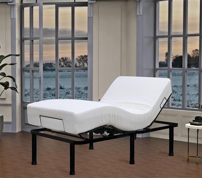 Adjustable Bed Frame Full Metal Frame Bears 705 lbs Head and Legs Can Lift Independently, Zero Gravity Prevents Snoring and Acid Reflux Black Quick Installation Twin XL (Twin XL)