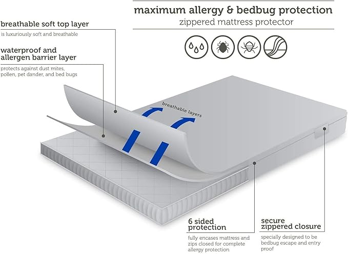 AllerEase Maximum Allergy Mattress Protector, Twin XL Size