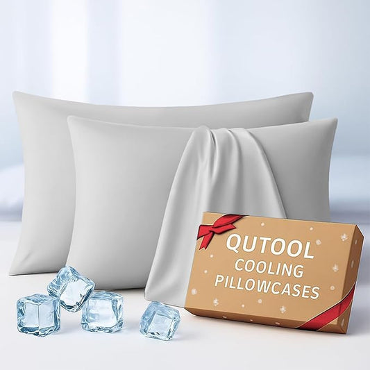 Premium Cooling Pillowcases Standard Size Set of 2 for Hot Sleepers&Night Sweats Beauty Sleep Reduces Wrinkles&Frizz Softer Than Silk Pillow Cover Oeko-TEX Certified Grey Breathable