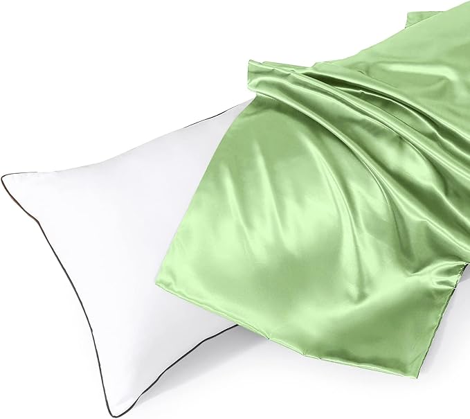HUXMEYSON Body Pillow with Satin Pillowcase, Body Pillow for Adults, Removable Cover, Green (20"x54")