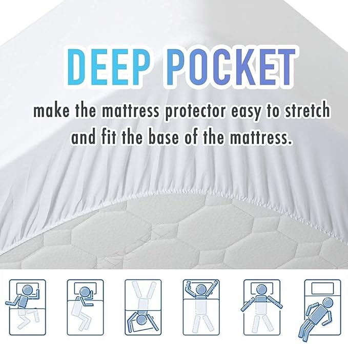 MATBEBY Queen Size Mattress Pad - Cooling Breathable Mattress Topper, Quilted Fitted Mattress Protector, Pillow Top Mattress Cover with 8-21" Deep Pocket, Soft, Machine Washable, White, 60x80 Inches