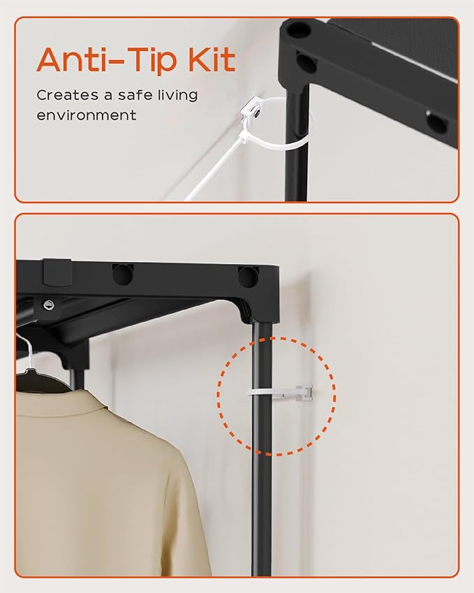 CASAMAYA Clothes Rack, Portable Closet, 71.7 Inch Large Capacity Wardrobe Closet, Clothes Storage Organizer with Shelves and 3 Hanging Rods, Easy to Assembly, Black PCT035B01