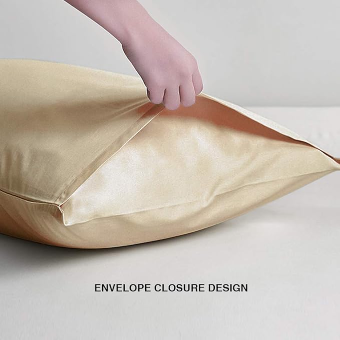 FLXXIE Pillow Cases Queen, Soft Microfiber Pillow Covers with Envelope Closure, Wrinkle Resistant Pillowcases, 2 Piece Set, 20x30, Light Taupe