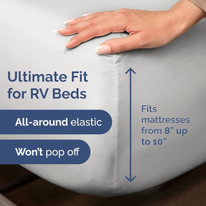 Short Queen Size 4 Piece Sheet Set - RV Short Queen, Soft, Breathable & Cooling Bed Sheets Set with Deep Pockets - Hotel Luxury Bedding for Women & Men - Wrinkle Free & Fade Resistant - French Grey