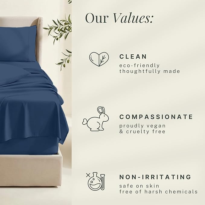 Hearth & Harbor Extra Deep Pocket Sheets - Fits Mattress 18-24 Inches Deep - Extra Deep Pocket Full Size Sets - 6 Piece Full Size - Full - Navy Blue