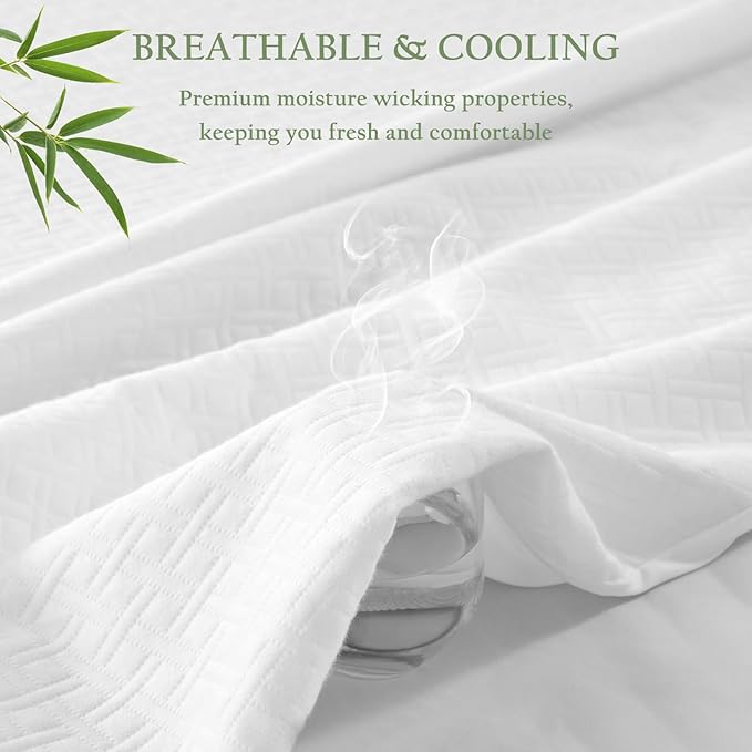 Waterproof Mattress Protector Twin Size, Premium Bamboo Viscose Soft Breathable Mattress Cover, Deep Pocket 8"-21", Noiseless 3D Air Fabric Natural Cooling, Machine Washable