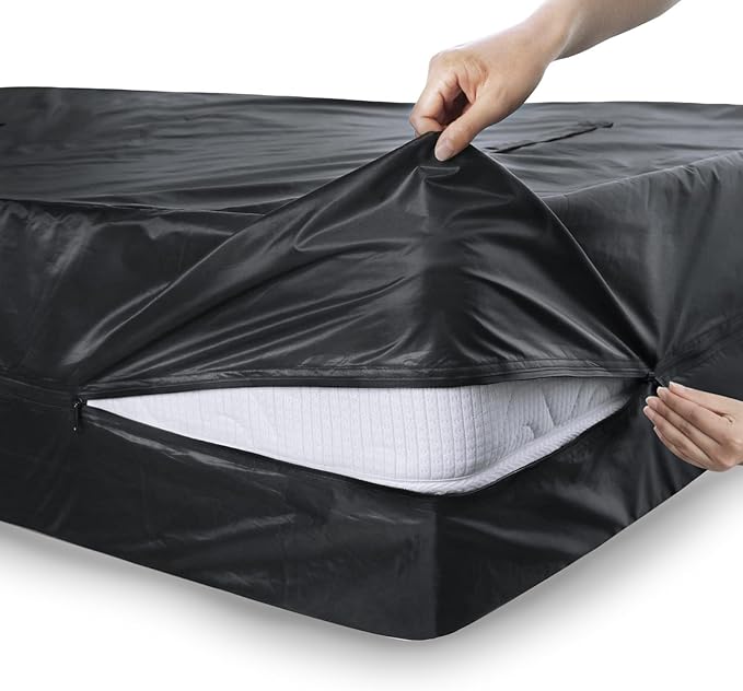 Mattress Bags for Moving and Storage, Heavy Duty Twin XL Mattress Bag with 4 Strong Handles, Waterproof Mattress Cover/Protector for Moving Twin XL Size, Reusable Thick Tarp, Black