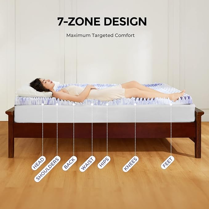 Dreamsmith 3 Inch Mattress Topper 7-Zone Memory Foam Mattress Topper Pressure Relief Soft Mattress Pad, Made with CertiPUR-US® Certified Foam, Twin Size Bed