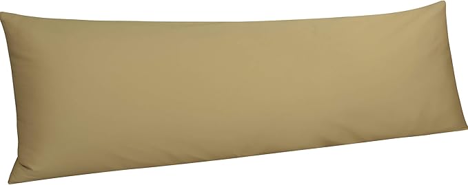 NTBAY Egyptian Cotton Body Pillowcase - 500 Thread Count Cotton Body Pillow Cover - Soft and Breathable Envelope Closure Body Pillowcase for Adults, 20x54 Inches, Khaki