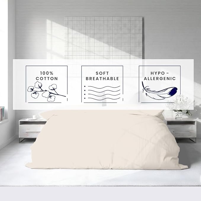 Kotton Culture 3 Pc Duvet Cover Queen Size/Full Size Set-100% Egyptian Cotton 600 Thread Count Ultra Soft Premium Durable Comforter Cover Zipper Closure & Corner Ties- (Butter, 90" X 90")