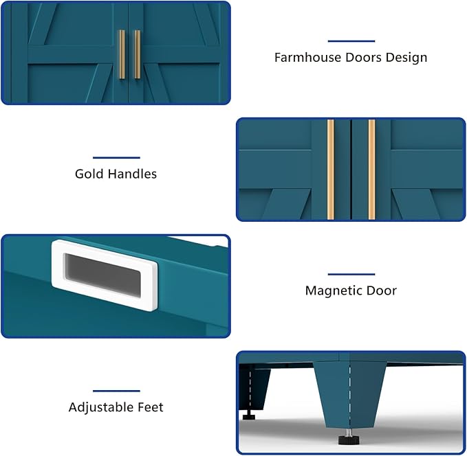 COFaR Metal Wardrobe Closet with Doors, 71'' Tall Farmhouse Bedroom Armoires with Drawer and Hanging Rod, Freestanding Steel Wardrobe Cabinet Coat Closet for Bedroom, Peacock Blue