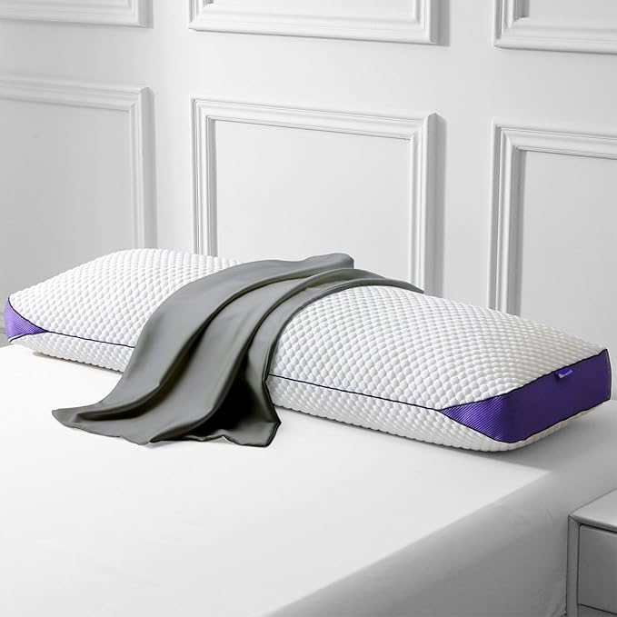 HOMELAB Adjustable Shredded Memory Foam Body Pillow Bundle with Gray Mulberry Silk Pillowcase, Cooling Long Pillow Full Support for Side Sleepers, Back, Hip & Leg Comfort, 1 Pack 20"x52"