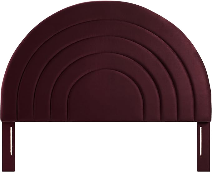 Modway Solana Soft Arch Shaped Round Full Headboard in Mulberry – Upholstered Headboard – Stain-Resistant Performance Velvet Headboard for Full Size Beds