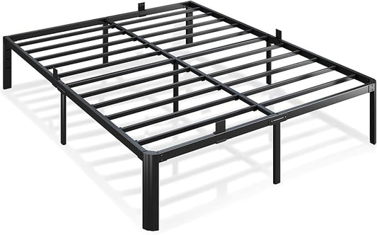 Metal Bed Frame Full Size, 14 Inch 3500 lbs Heavy Duty Platform Bed Frames Steel Slats Noise Free No Box Spring Needed, Easy Assemble Sturdy Bedframe Rounded Corner with Storage and Mattress Retainers