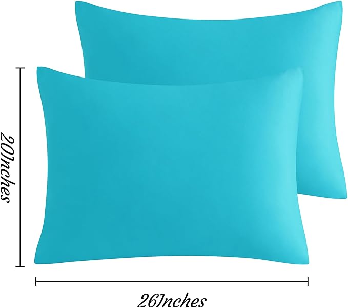 NTBAY Standard Pillow Cases Set of 2, 2 Pack Brushed Microfiber 20x26 Pillow Cases, Soft, Wrinkle, Fade, Stain Resistant Blue Pillow Cases with Envelope Closure, 20x26 Inches, Blue