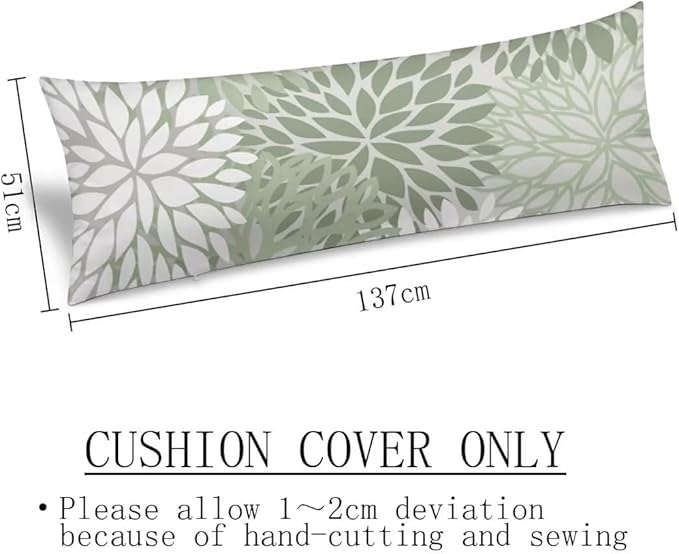 Sage Green Body Pillow Cover Spring Floral Long Pillow Case with Zipper Decorative Soft Bedding Pillowcase Farmhouse Dahlia Pillow Covers Modern Flower Cushion Pillow Case for Bedroom,Couch,20"x54"