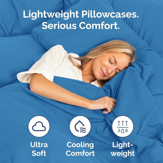 Body Pillowcases Set of 2-20x54 Long Body Pillow Case - Soft Body Pillow Cover for Sleeping & Side Sleepers - Comfy, Wrinkle & Fade Free - Machine Washable w/Envelope Enclosure Royal Blue