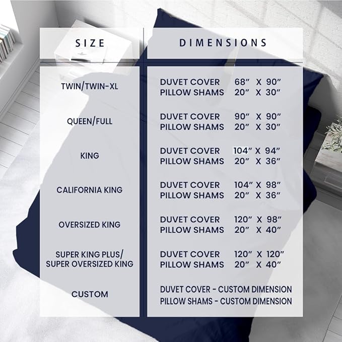 Kotton Culture 3 Pc 120" x 98" Duvet Cover Set Oversized King 100% Egyptian Cotton - 600 Thread Count Comforter Cover, Zipper Closure & Corner Ties - Fits Large King Inserts - Navy Blue