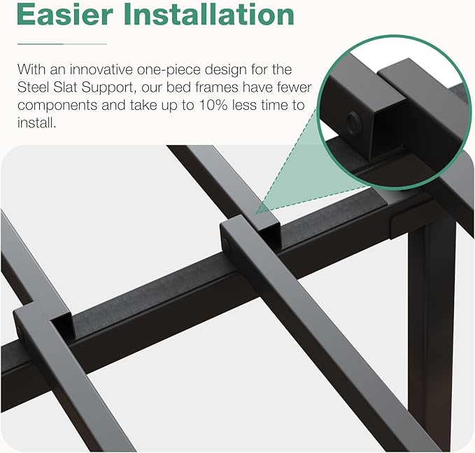 Novilla Bed Frame King Size, 18 Inch Simplicity Metal Platform King Size Bed Frame with Underbed Storage, No Box Spring Needed, Heavy Duty Steel Slat Support, for Bedroom, Guest Room, Noiseless