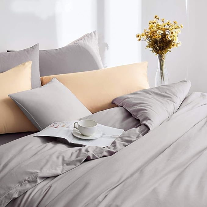 FLXXIE 2 Pack Microfiber Queen Pillow Cases, 1800 Super Soft Pillowcases with Envelope Closure, Wrinkle, Fade and Stain Resistant Pillow Covers, 20x30, Smoky Grey