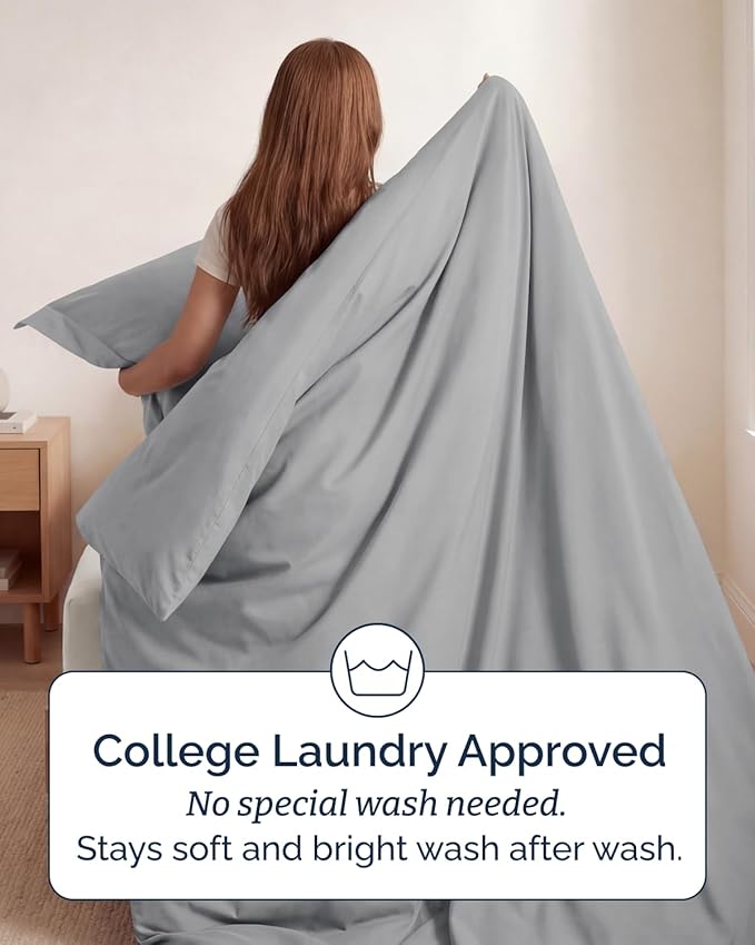 Duvet Cover Twin/Twin XL Size Set - Extra Soft Twin/Twin XL Duvet Cover 68" x 90" with 1 Pillow Sham - Hotel Luxury, Easy Care, Fade Free w/ Zipper Closures & Ties - Comfy & Breathable (Steel Blue)