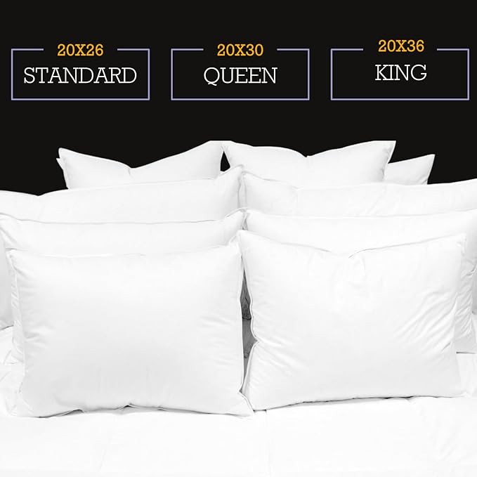 Down Etc Rhapsody Wrap Luxury Hotel 235-Thread Count 100% Down-Proof Soft Preshrunk Cotton Fabric Hypoallergenic Goose Down & Feather Pillow, Queen (Pack of 1), White