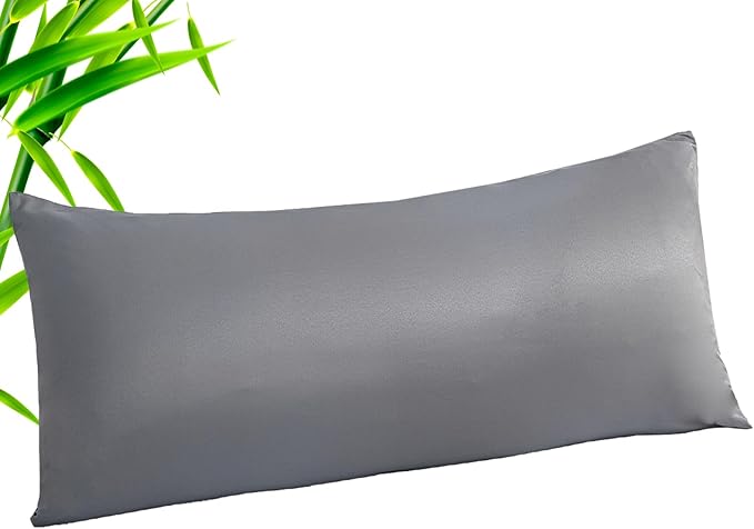 TELUS Body Cooling Pillow Case Cover, Bamboo Rayon & Lyocell Pillowcase with Zipper Closure, Breathable Pillow Case for Hot Sleepers and Night Sweats, 20x54 inches, Deep Grey