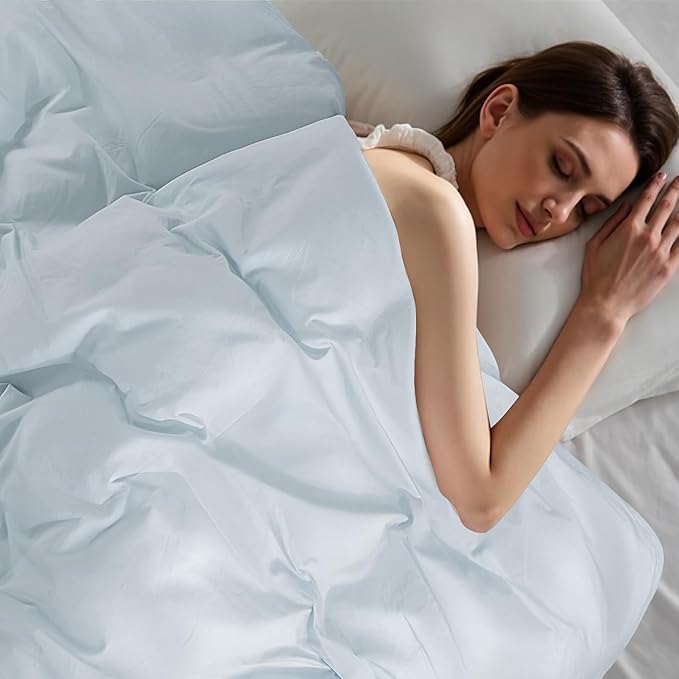 NEXHOME PRO Duvet Cover Set King Size Linen Look Textured Organic Natural 100% Washed Cotton Duvet Cover 3 Pieces Bedding Set with Zipper Closure, Breathable, Soft, Light Baby Blue (No Comforter)