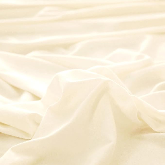 PURE ERA Jersey Knit Duvet Cover Set 100% T-Shirt Cotton Super Soft Comfy 2pc Bedding Set with Zipper Closure (Solid Creamy White, Twin)
