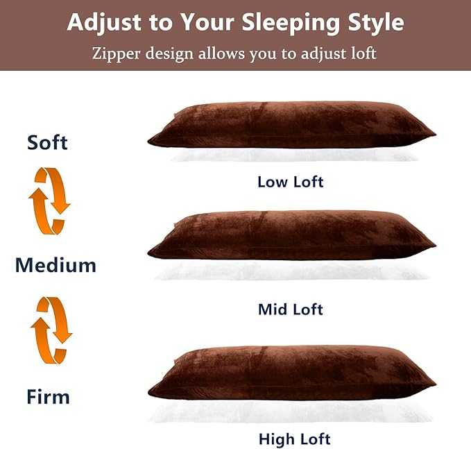 1 MIDDLE ONE Body Pillow, Memory Foam Body Pillows for Adults Sleeping, Long Pillow for Bed, Big Large Firm Full Body Pillow for Side Sleeper, 20x54 Inch, Coffee