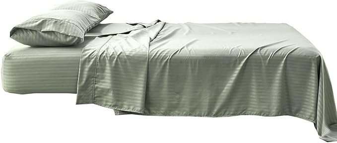 Kingnex Striped Sofa Bed Sheets Queen for Sleeper Sofa Bed Soft Double Brushed 4 Piece Bedding Pillowcase Set (60"x74"x6") Sage