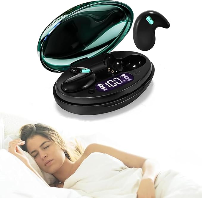 Invisible Earbuds, Sleep Earbuds for Side Sleepers, Mini Wireless Sleep Headphones with Physical Button Control, LED Digital Display, Ultra-Thin Lightweight Earbuds for Small Ears,Emerald Green