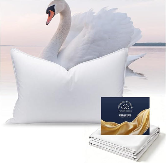 White Goose Down Pillow - Luxury Hotel Bed Pillow with Natural 900+ Fill Power, Natural Goose Feather Pillow for Sleeping, 600 Thread Count Cotton Shell, Standard Size- Medium, 1 Pack