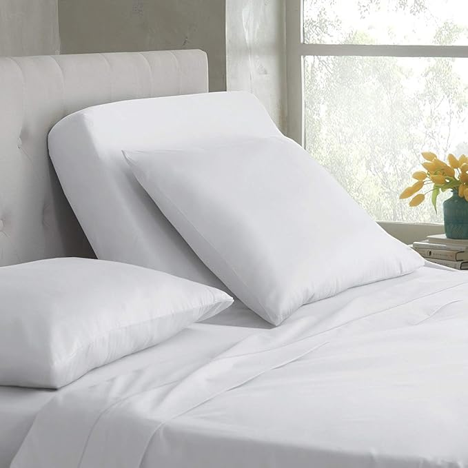 Rajlinen Top Split Head King Sheet Set for Adjustable Beds, Split King Flex Head Sheets, 34 Top Split, 100% Cotton, 16 Deep Pocket, White Solid