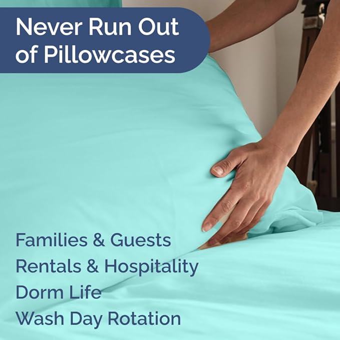 Standard Pillow Cases Set of 6 - Ultra Soft Hotel Quality Pillowcase Covers - Comfy, Cozy & Wrinkle Free - Shrink, Stain & Fade Resistant - Machine Washable Pillow Protectors - 6 Piece Set - Spa Blue