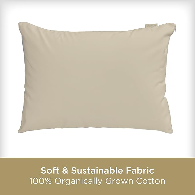 AllerEase Organically Grown Soft Cotton Allergy Defense Zippered Pillow Protector- Standard/Queen- 2 Pack