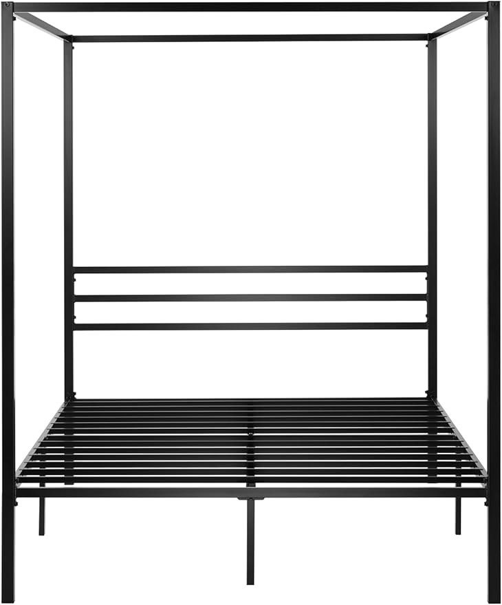SHA CERLIN Canopy Bed Frame Full Size/Mattress Foundation with Metal Slats Support/No Box Spring Needed/Easy Assembly/Black