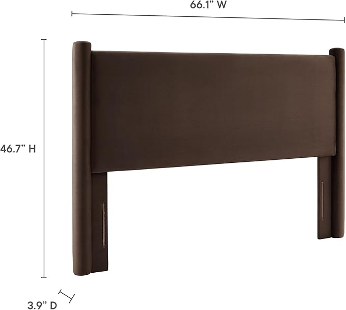 Modway Rael Full Upholstered Headboard with Pillars in Chocolate Brown – Velvet Headboard – Stain-Resistant Performance Velvet Headboard for Full Size Beds