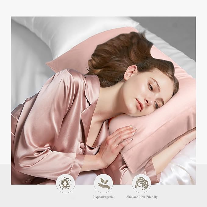 WishSmile Cooling King Pillow Cases Set of 2 Breathable Cool Silky Soft, Moisture Wicking for Hot Sleepers,Hair and Skin Friendly,Light Pink,2 Pack,20x36IN